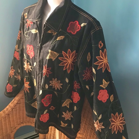 Chico’s Embroidered/Beaded Denim Jacket - Picture 5 of 8